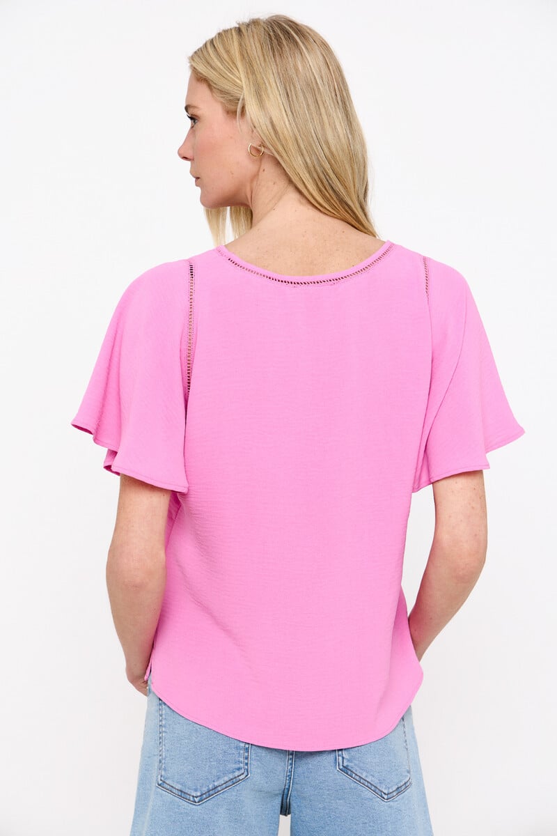Cortefiel Blusa Escote Pico Detalle Encaje