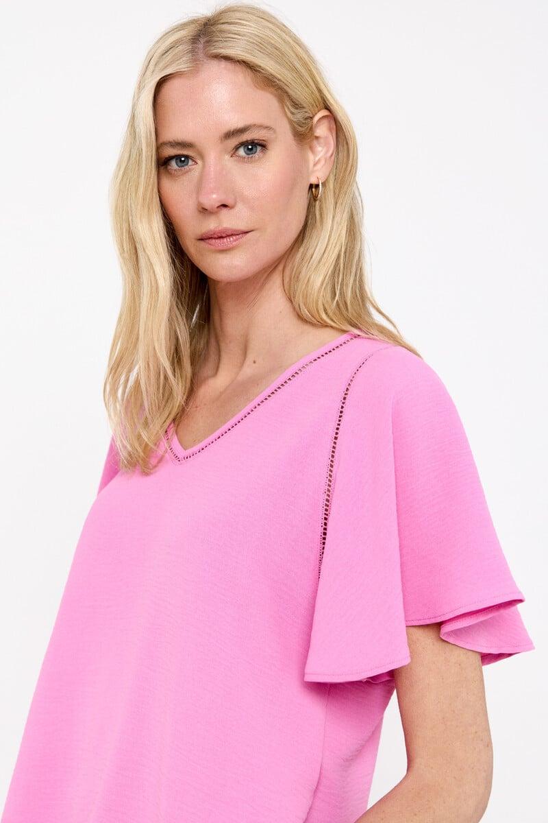 Cortefiel Blusa escote pico detalle encaje