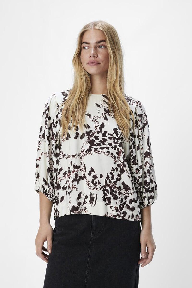 Cortefiel Blusa estampada manga 3/4