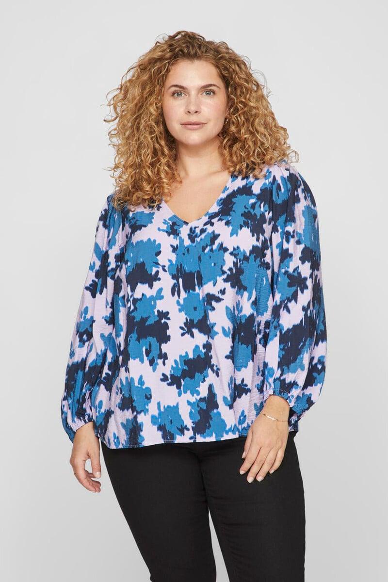 Cortefiel Blusa estampada manga larga curvy