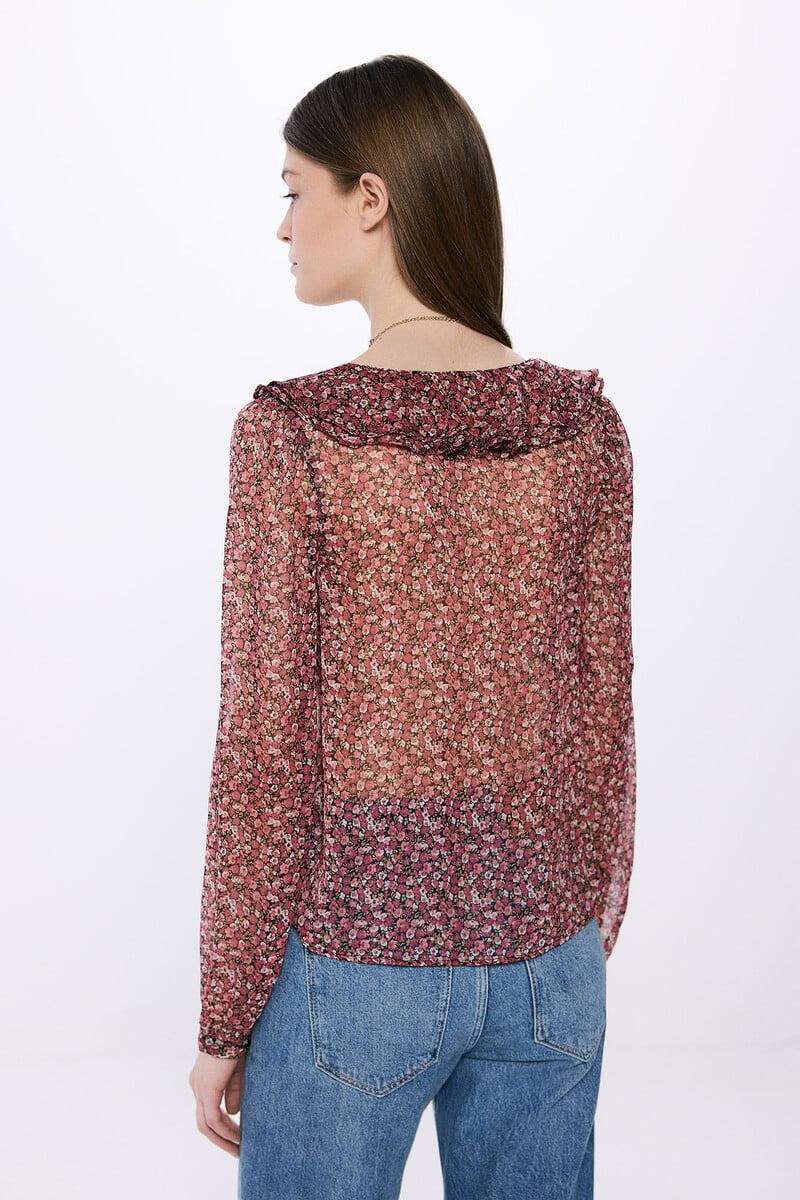 Cortefiel Blusa Estampada Volante Delantero