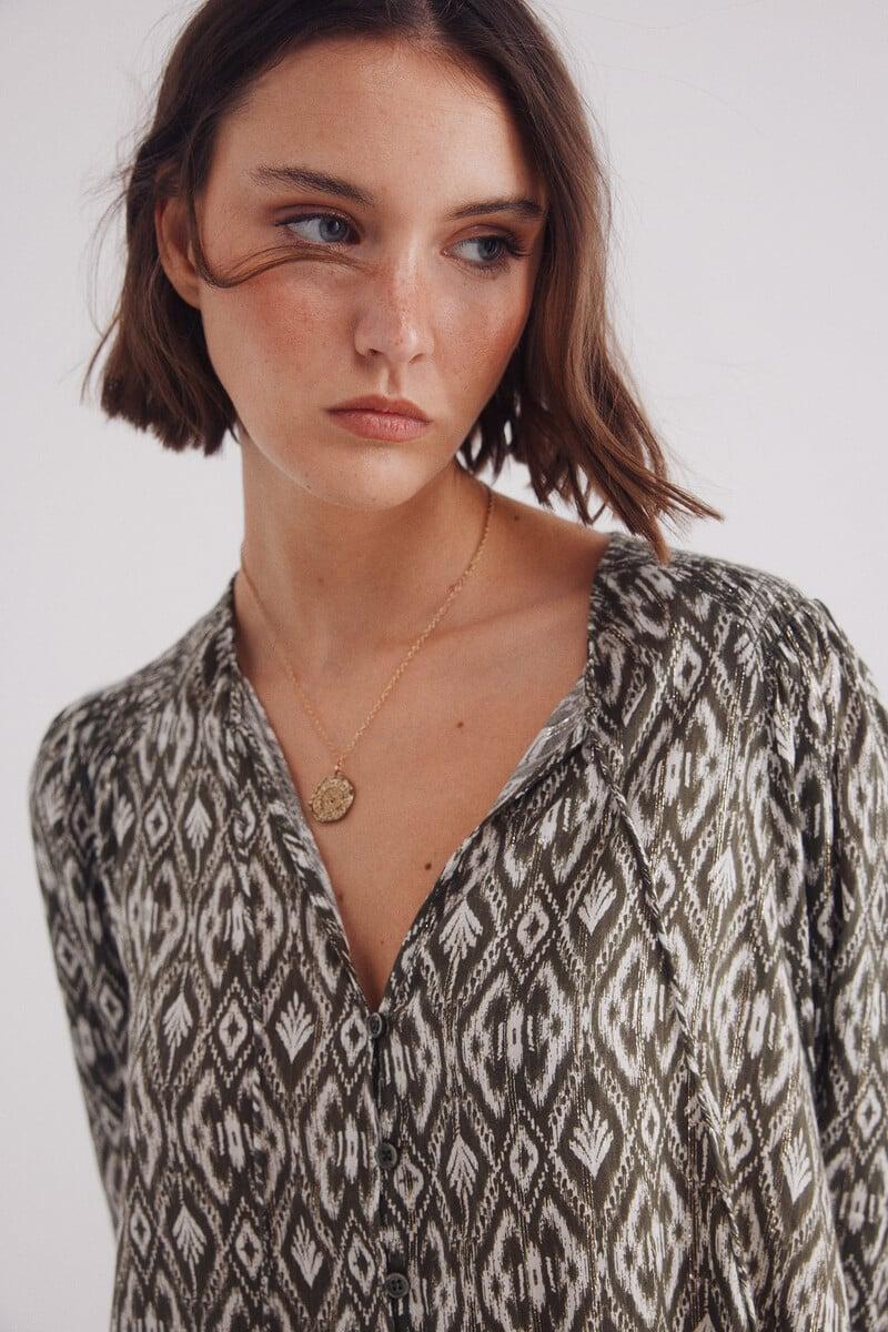 Cortefiel Blusa étnica Nido De Abeja