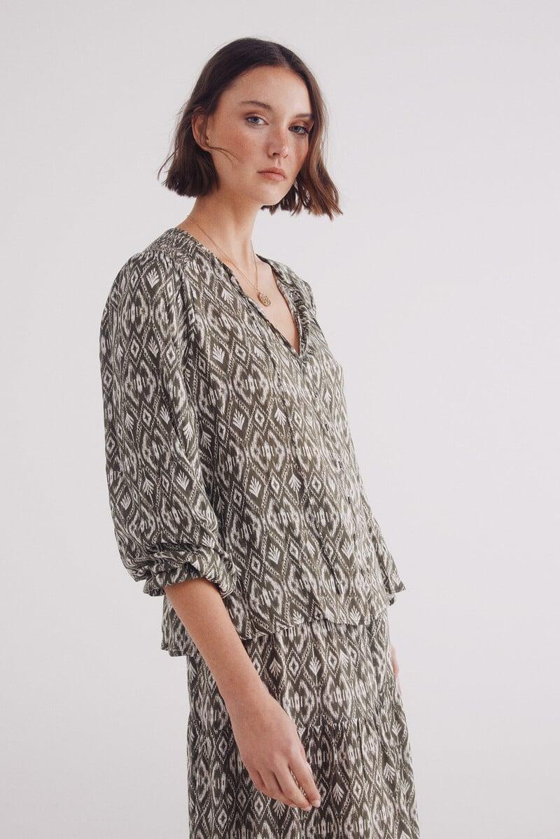 Cortefiel Blusa étnica nido de abeja