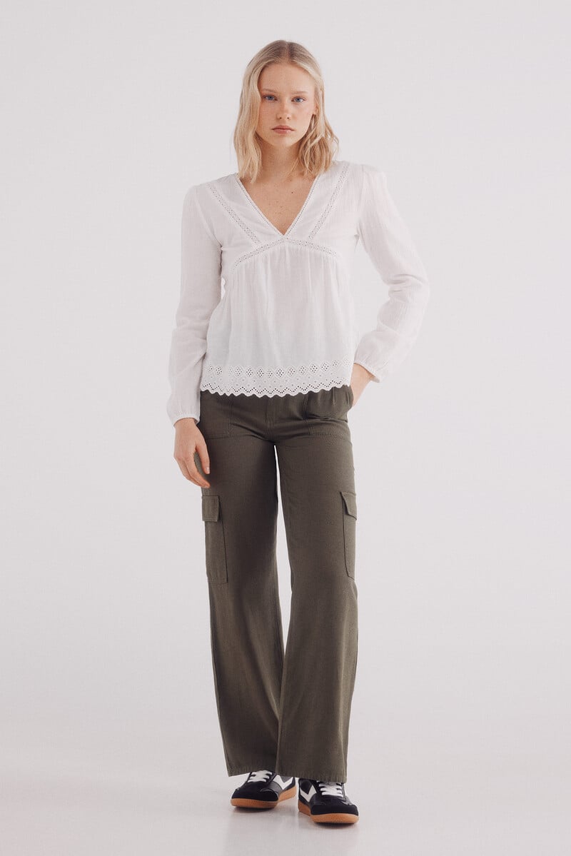 Cortefiel Blusa Laces Bordados