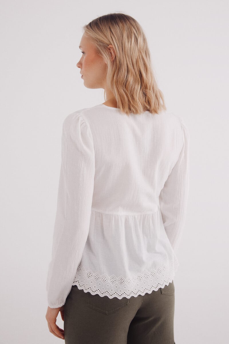 Cortefiel Blusa Laces Bordados
