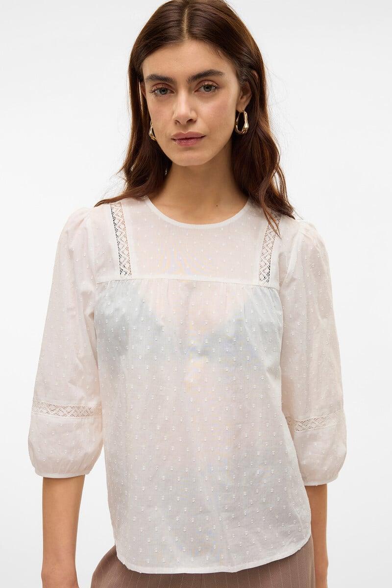 Cortefiel Blusa Manga 3/4 De Plumeti