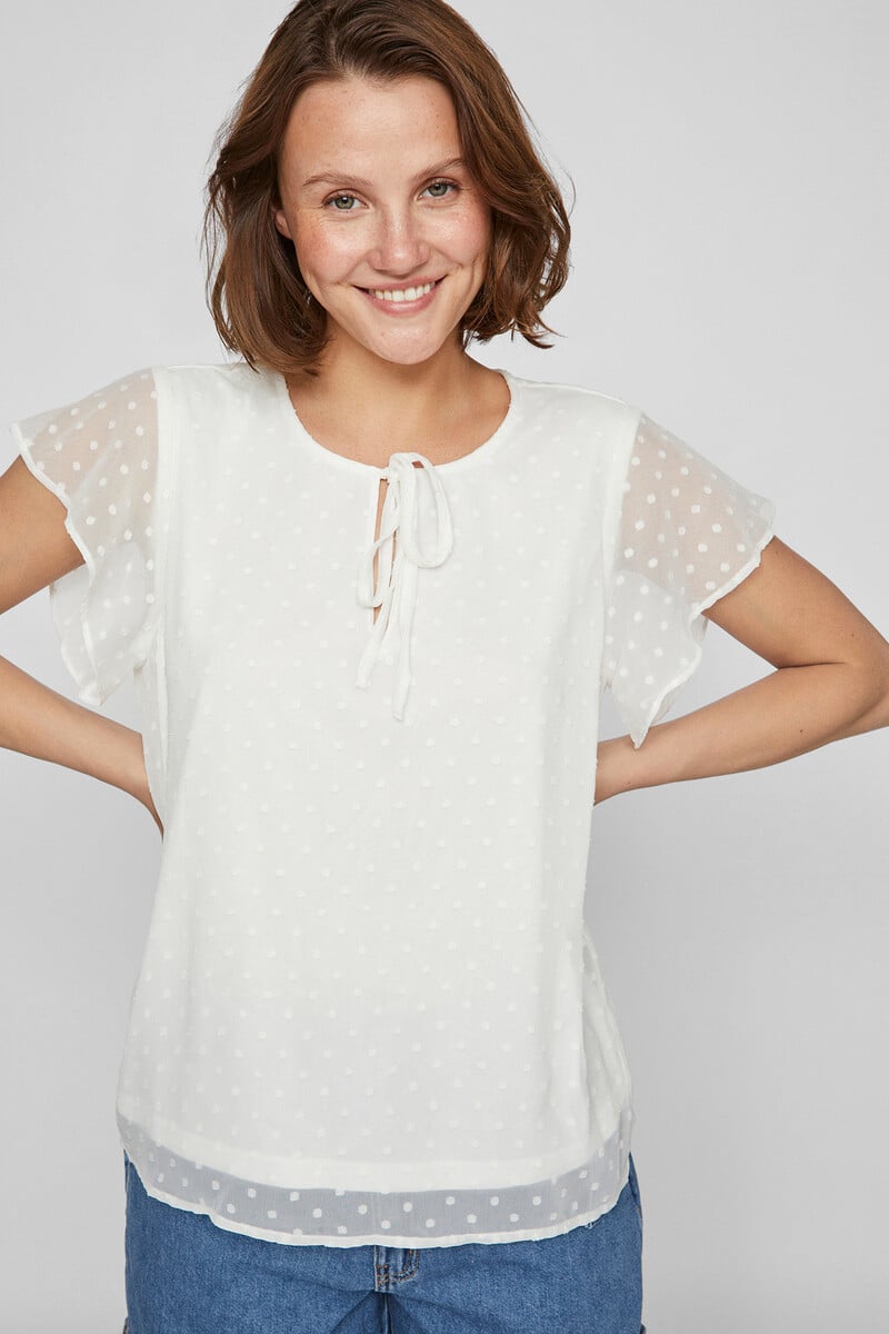 Cortefiel Blusa Manga Corta Plumeti