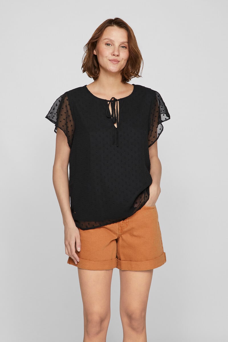 Cortefiel Blusa Manga Corta Plumeti