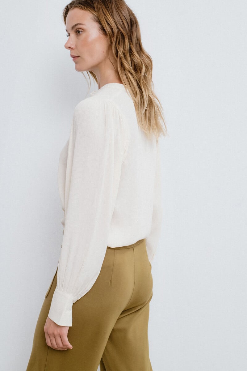 Cortefiel Blusa Manga Larga Cuello Mao