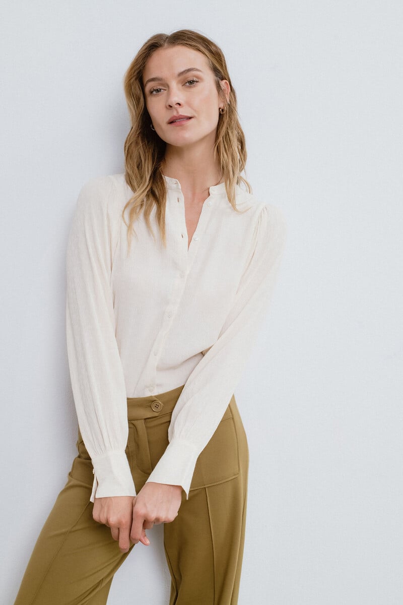 Cortefiel Blusa manga larga cuello mao