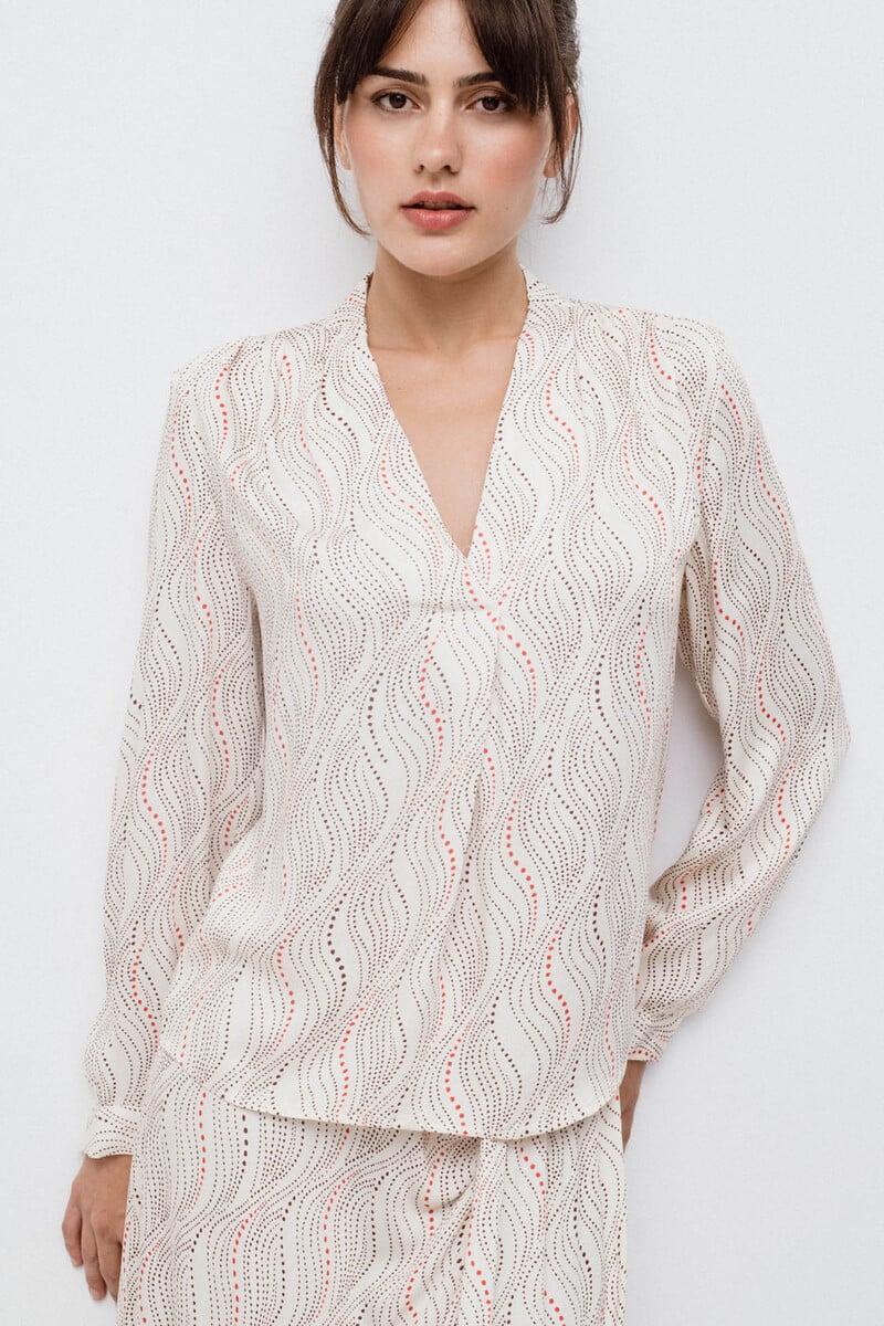 Cortefiel Blusa Manga Larga Estampada