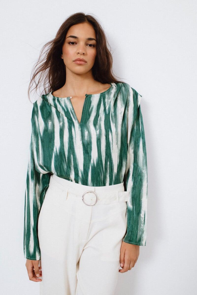 Cortefiel Blusa Manga Larga Estampada