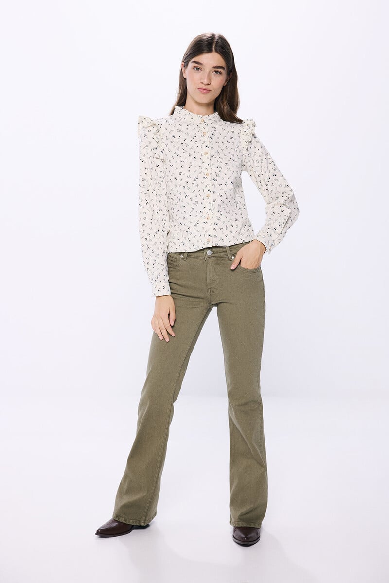 Cortefiel Blusa pana volantes hombros