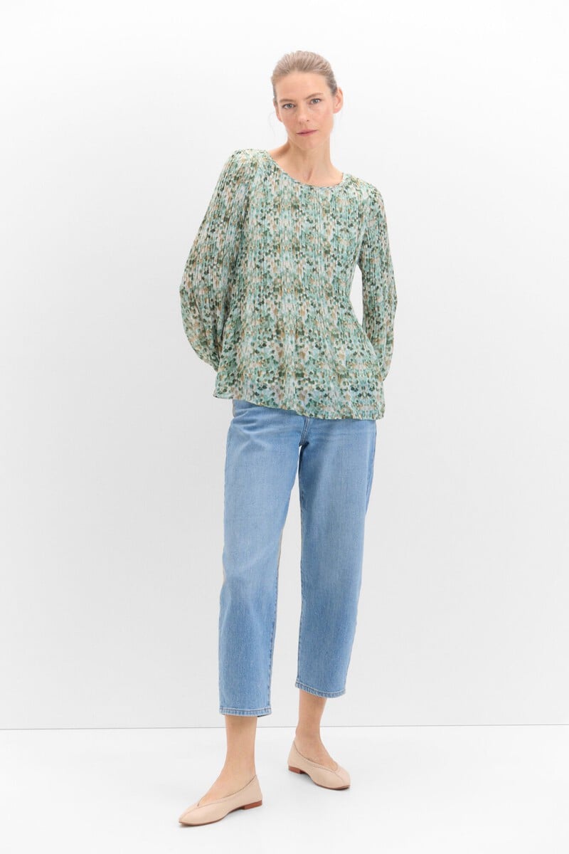 Cortefiel Blusa Plisada Combinada