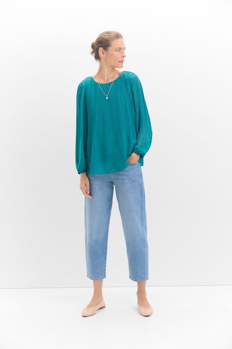 Cortefiel Blusa Plisada Combinada