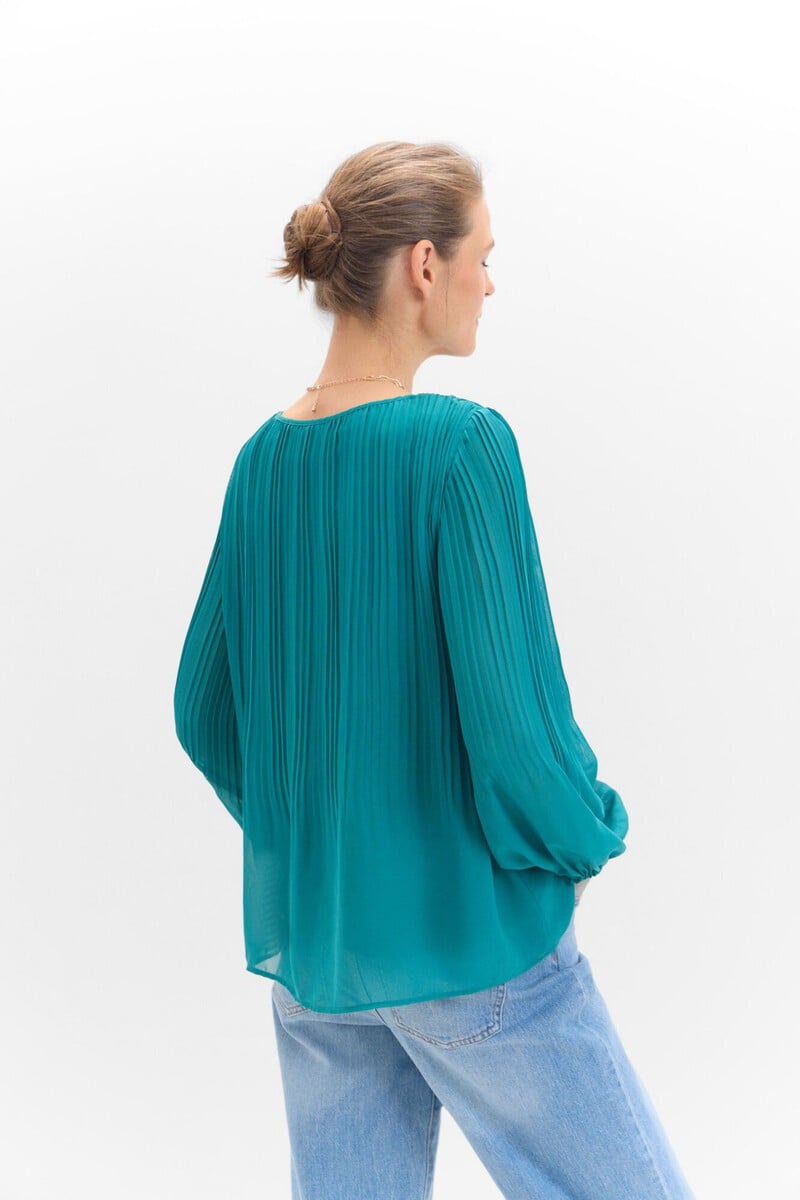 Cortefiel Blusa Plisada Combinada