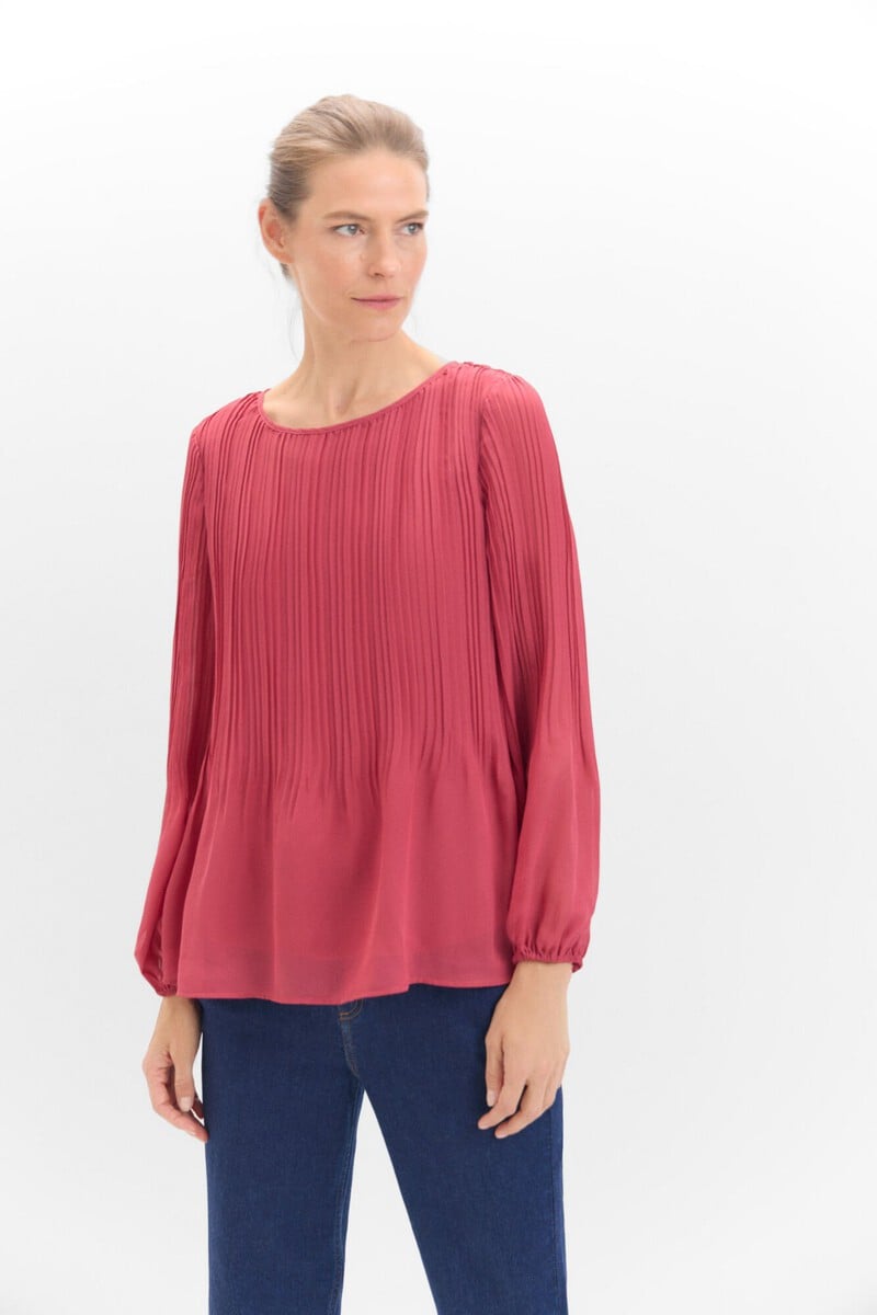 Cortefiel Blusa Plisada Combinada