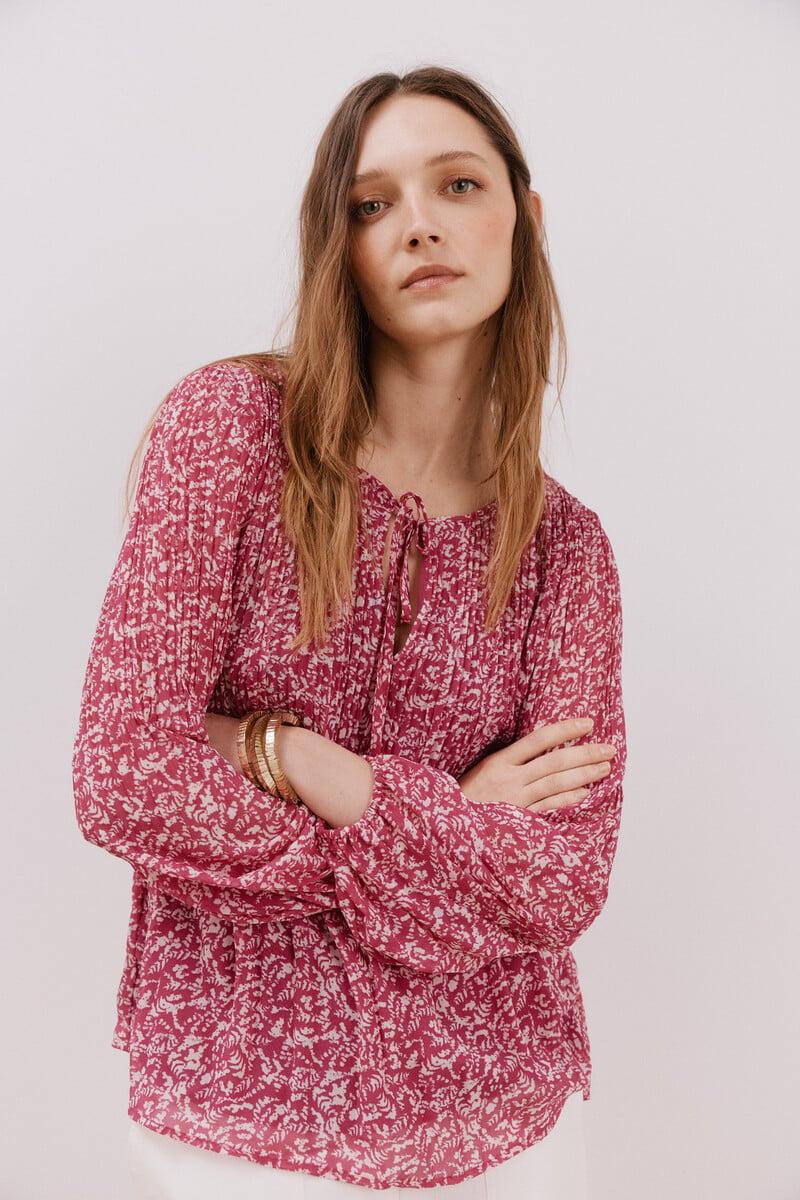 Cortefiel Blusa Plisada Escote Pico