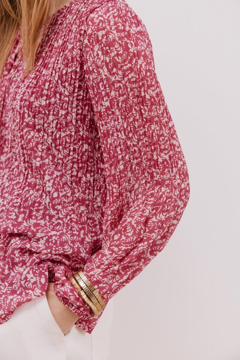 Cortefiel Blusa Plisada Escote Pico