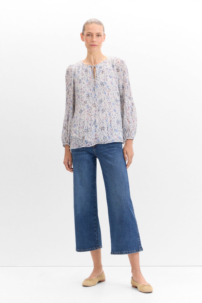 Cortefiel Blusa Plisada Estampada
