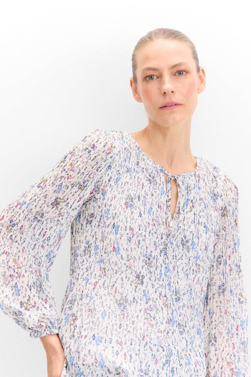 Cortefiel Blusa Plisada Estampada