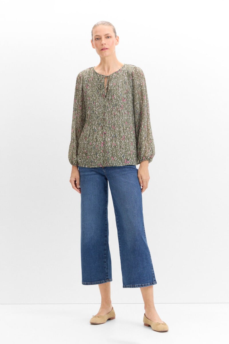 Cortefiel Blusa Plisada Estampada