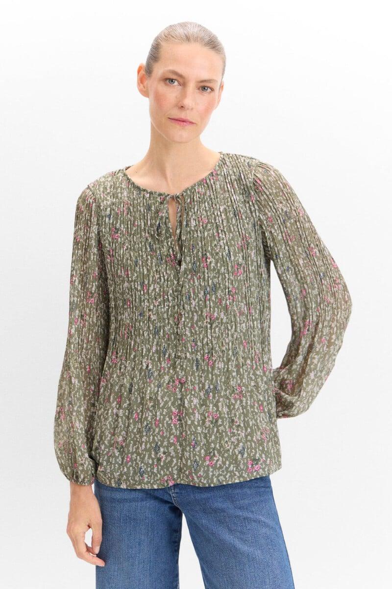 Cortefiel Blusa Plisada Estampada
