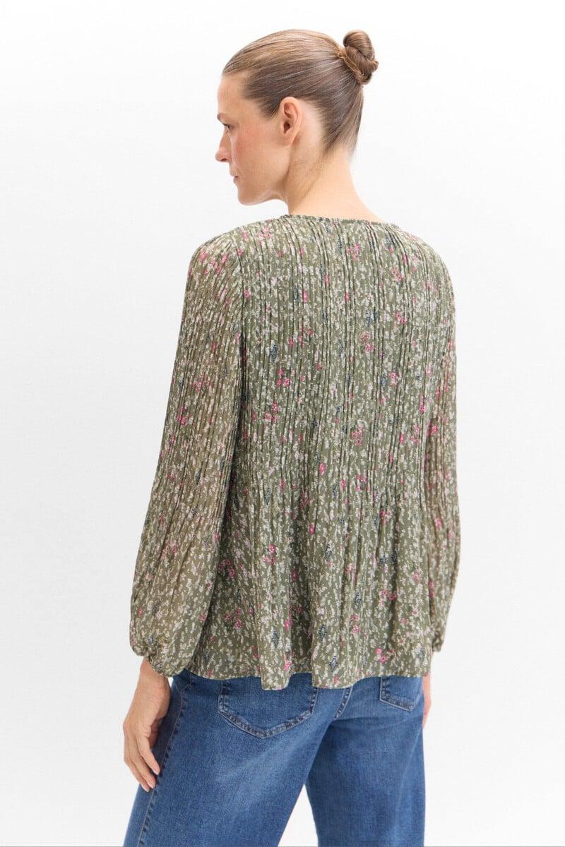 Cortefiel Blusa Plisada Estampada