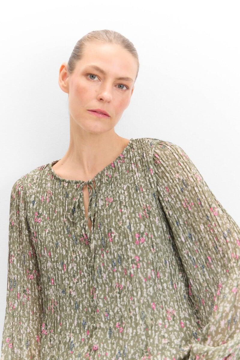 Cortefiel Blusa plisada estampada