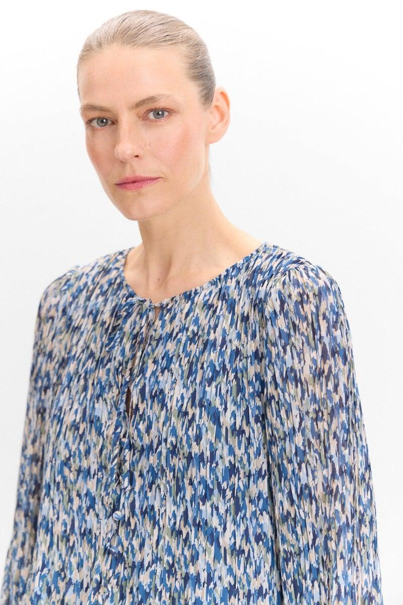 Cortefiel Blusa Plisada Estampada