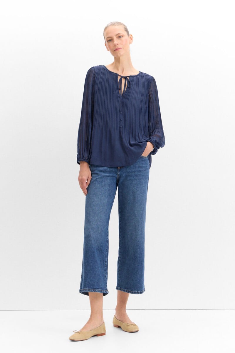 Cortefiel Blusa Plisada Estampada