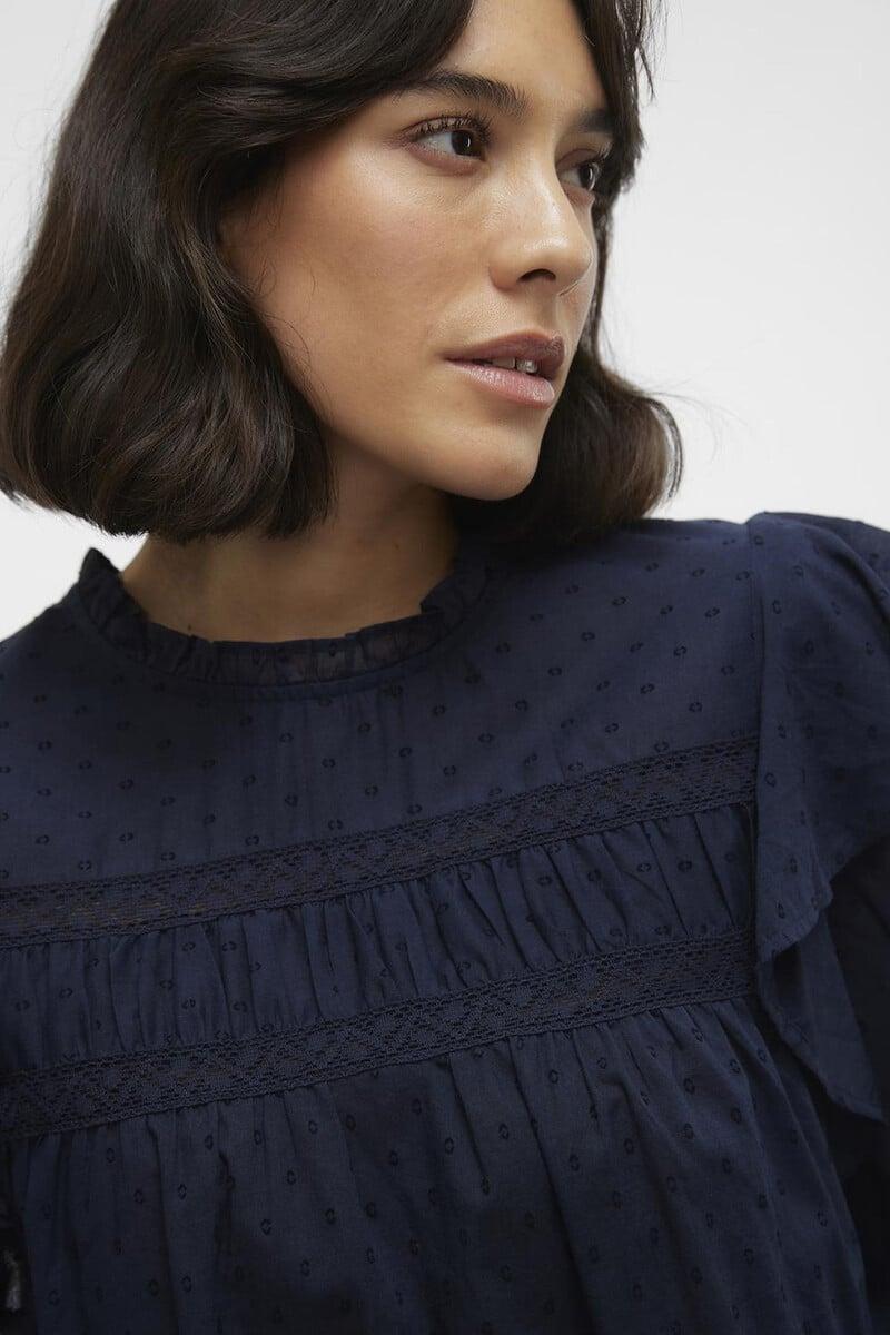 Cortefiel Blusa Plumeti Con Volantes
