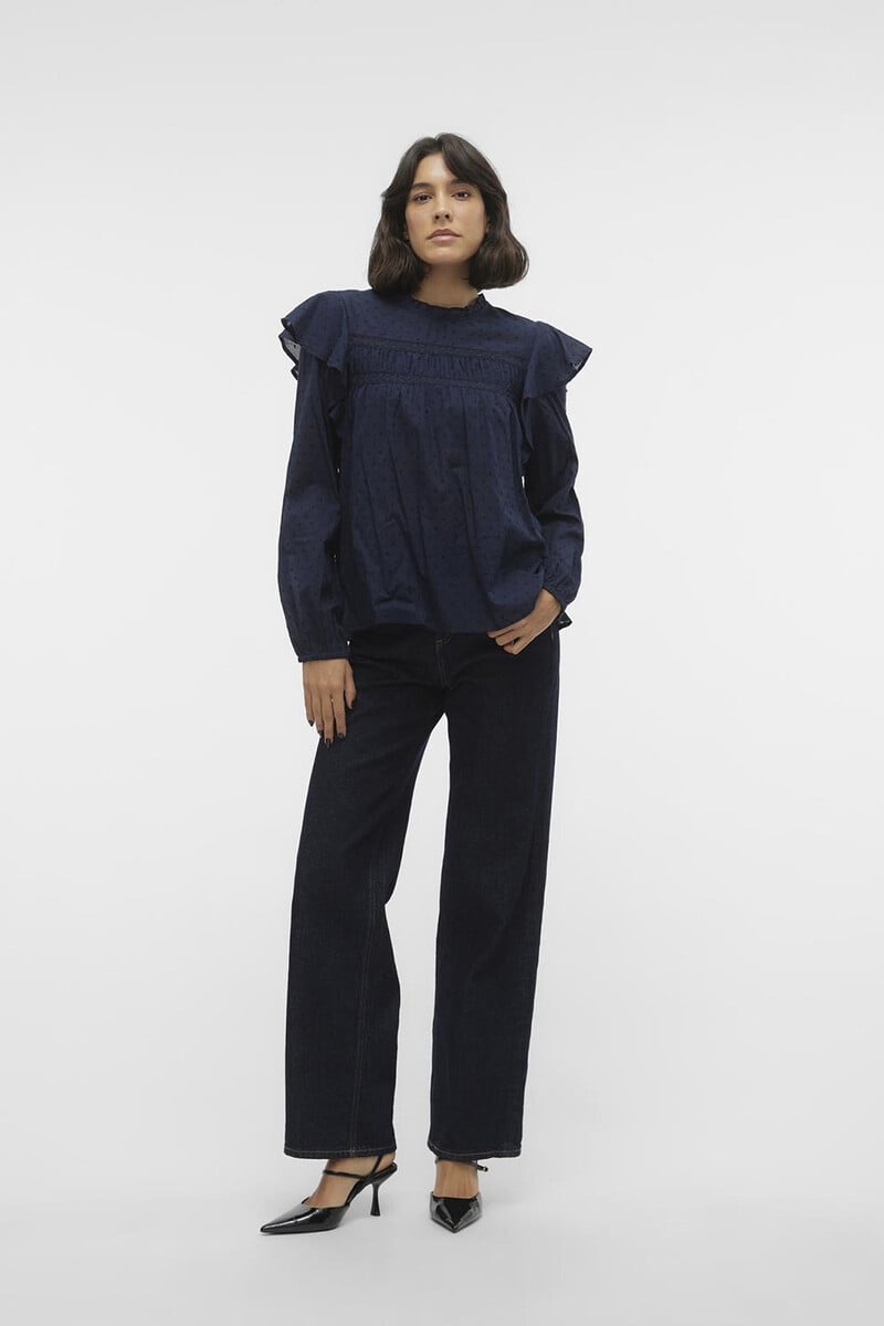 Cortefiel Blusa Plumeti Con Volantes