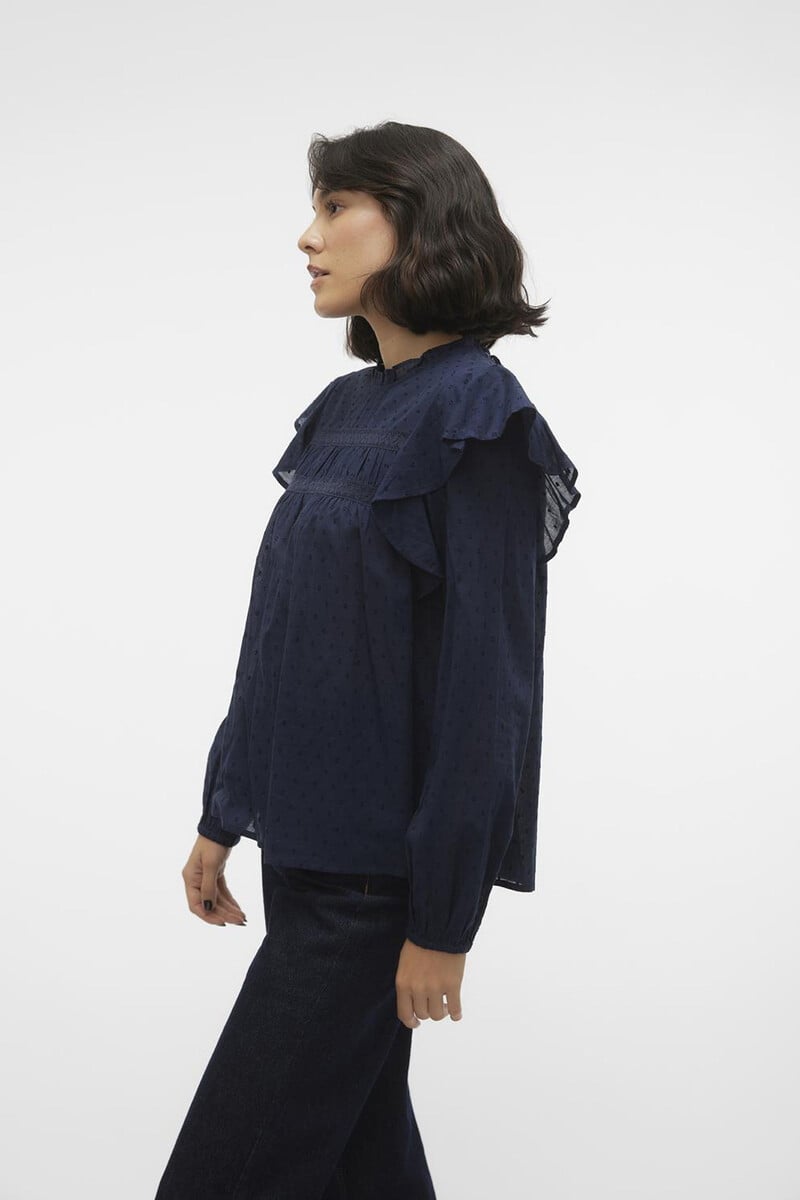 Cortefiel Blusa Plumeti Con Volantes