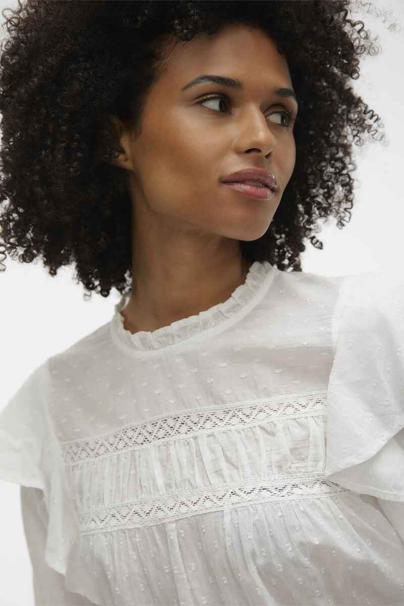 Cortefiel Blusa Plumeti Con Volantes
