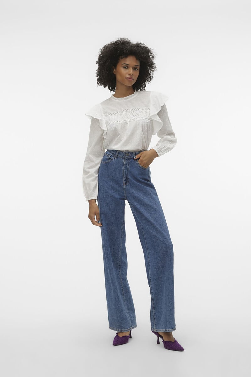 Cortefiel Blusa Plumeti Con Volantes