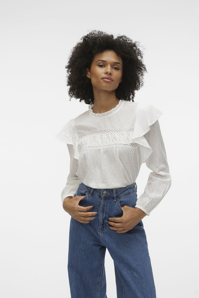 Cortefiel Blusa plumeti con volantes