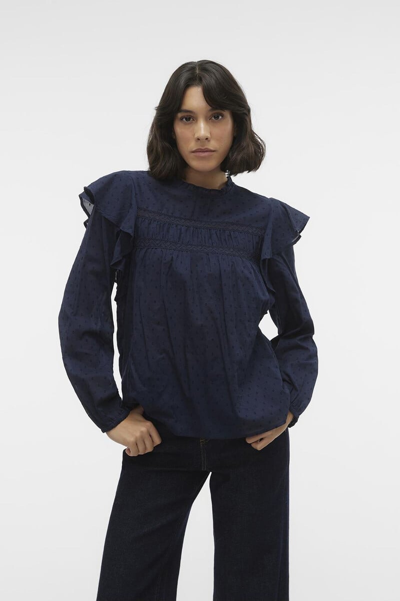 Cortefiel Blusa plumeti con volantes