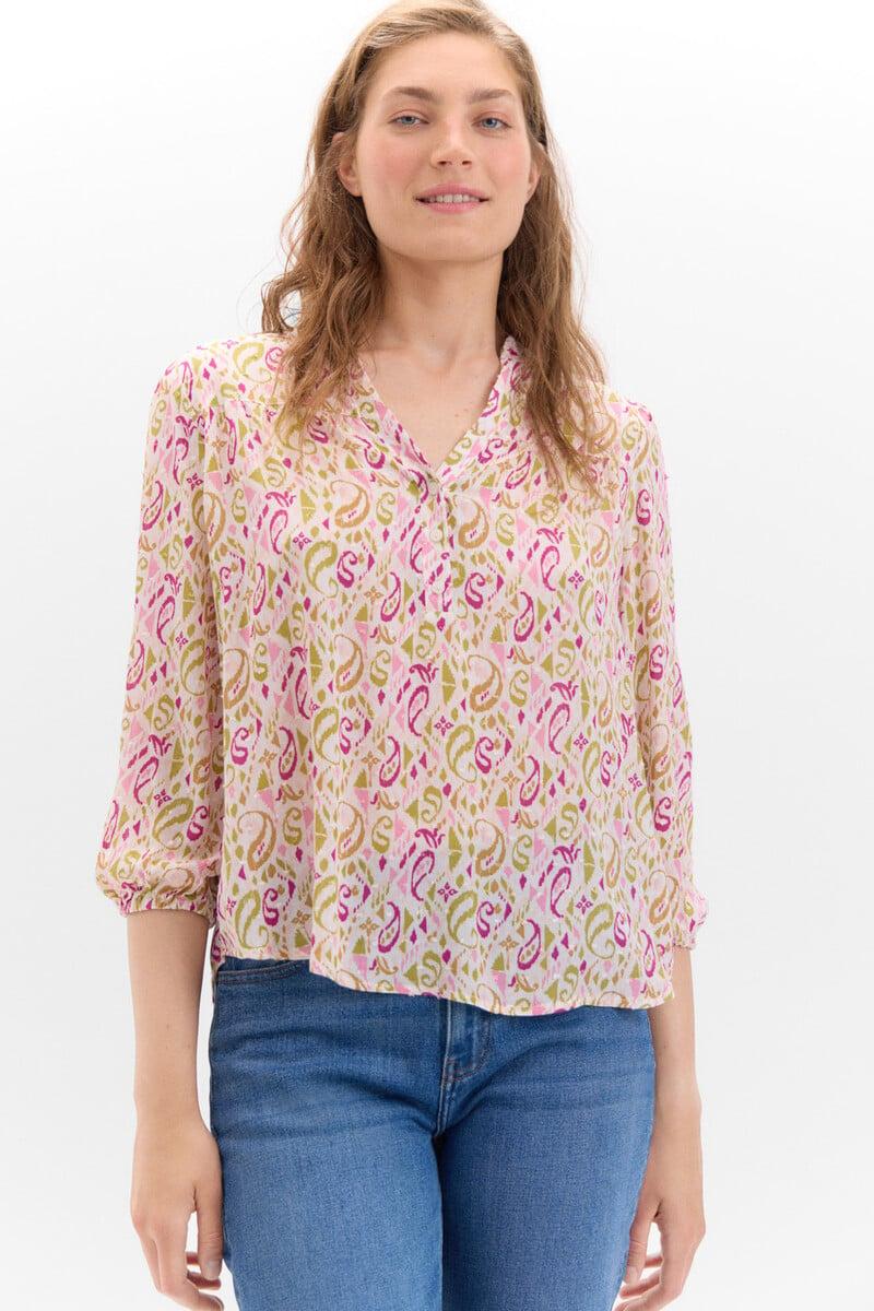 Cortefiel Blusa plumetti cuello mao