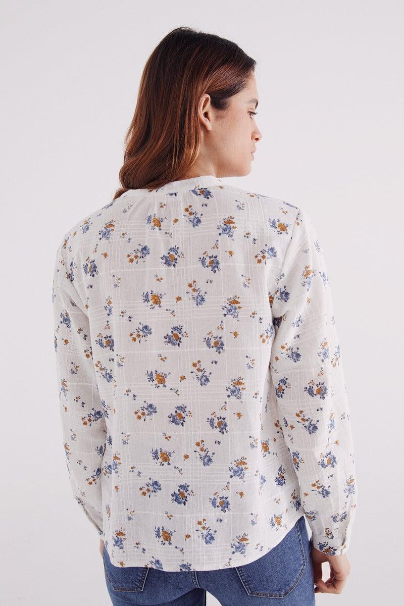 Cortefiel Blusa Rústica Algodón Flores