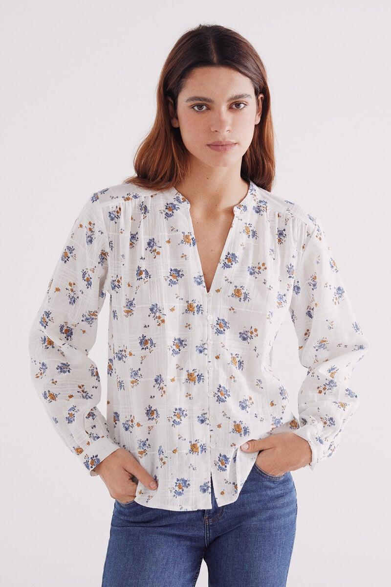 Cortefiel Blusa rústica algodón flores