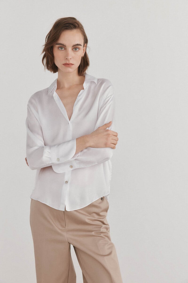 Cortefiel Blusa Satén Fluida