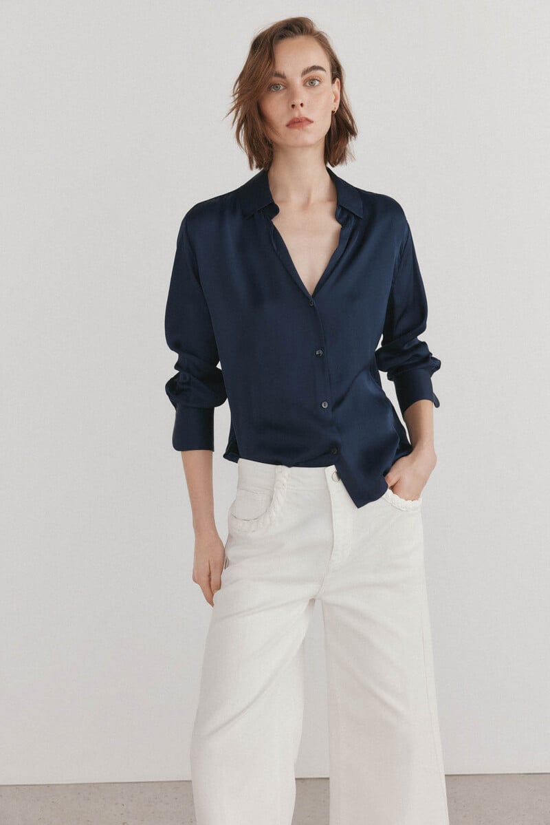 Cortefiel Blusa satén fluida