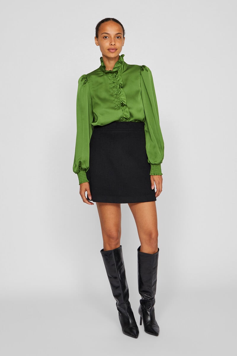 Cortefiel Blusa Satinada Con Volantes