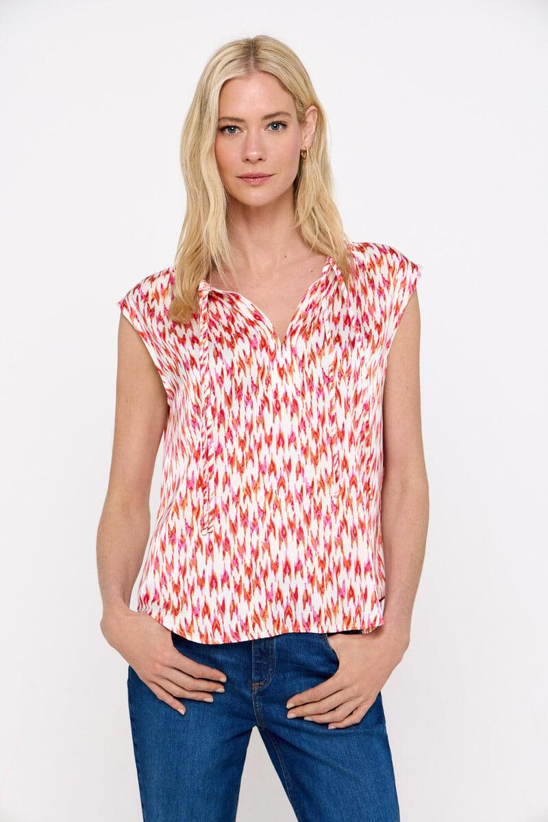 Cortefiel Blusa Satinada Cordón Fruncido