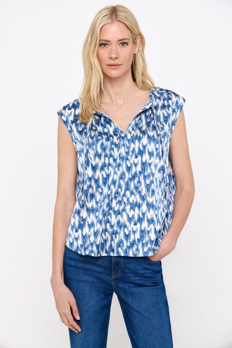 Cortefiel Blusa satinada cordón fruncido