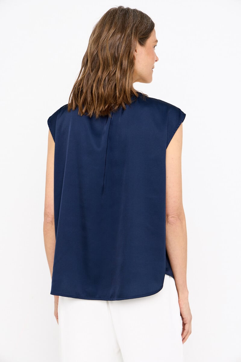 Cortefiel Blusa Satinada Cordón Fruncido