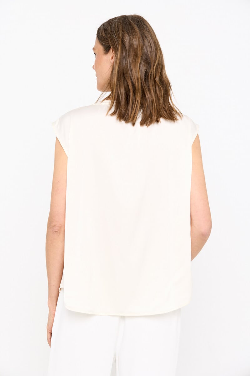 Cortefiel Blusa Satinada Cordón Fruncido