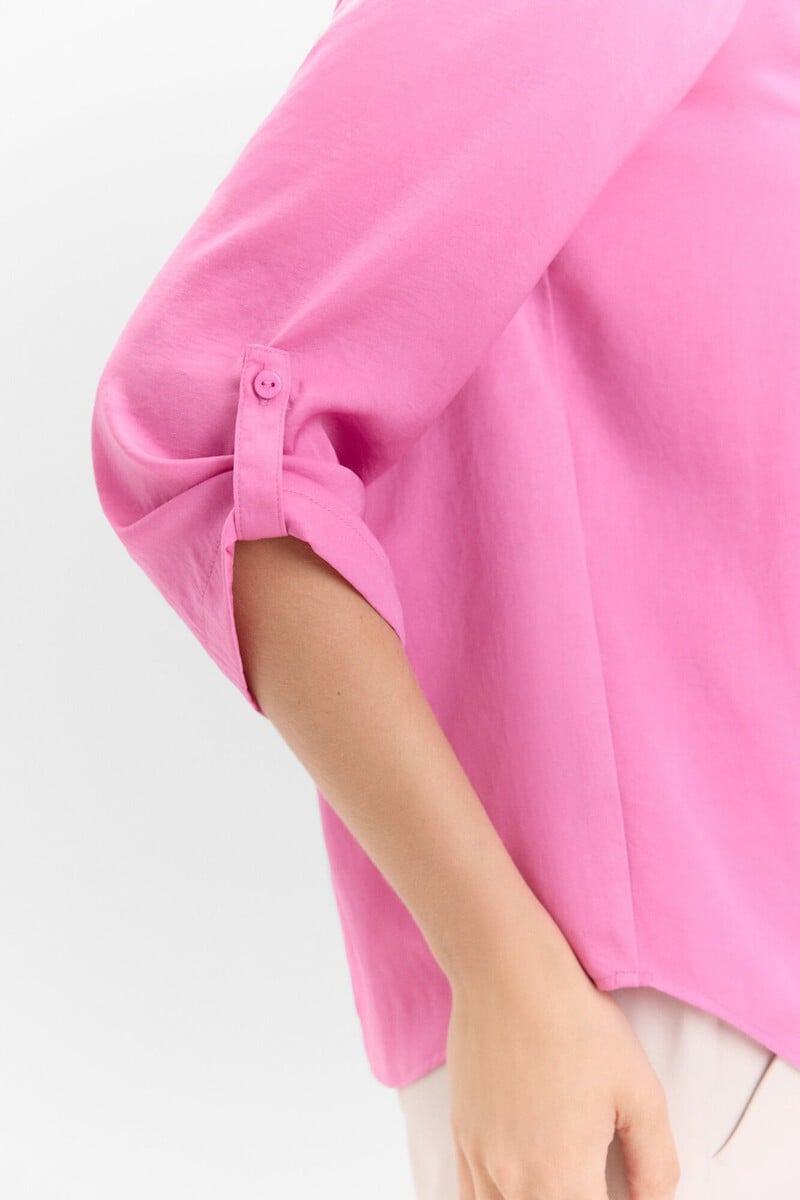 Cortefiel Blusa Satinada Cuello Solapa