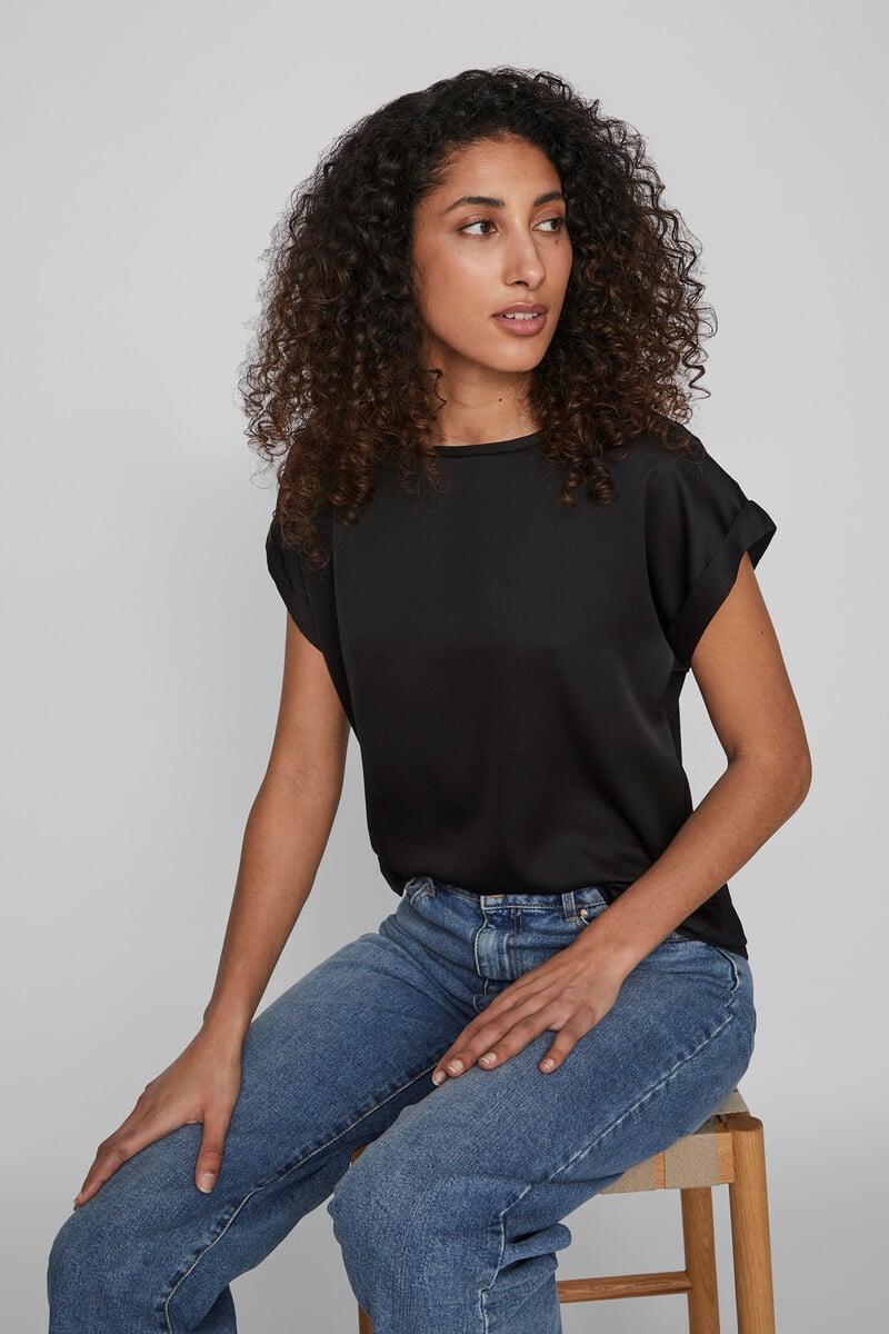 Cortefiel Blusa Satinada Manga Corta